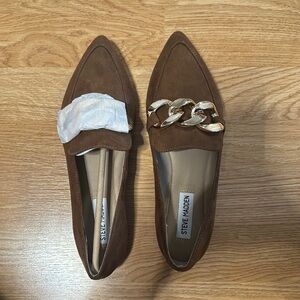 Steve Madden Brown Loafers with Gold Chain